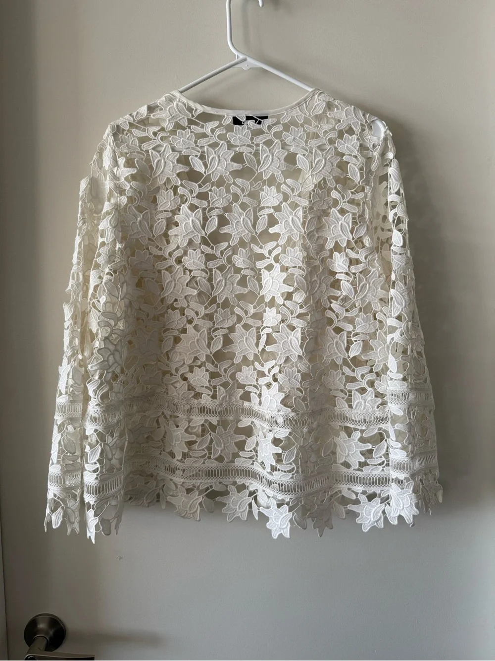 Alfani White Lace Cutout Open Front Jacket - Picture 7 of 7